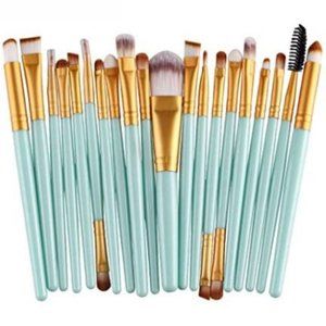 New 20pcs Professional Makeup Brush Set Blue Gold